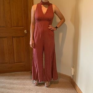 Red pattern jumpsuit!